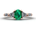 Maisie Oval Emerald & Diamond Ring in 18ct Rose Gold