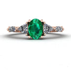 Maisie Oval Emerald & Diamond Ring in 18ct Rose Gold