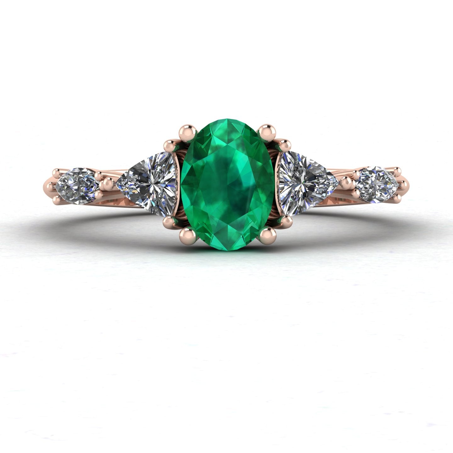 Maisie Oval Emerald & Diamond Ring in 18ct Rose Gold
