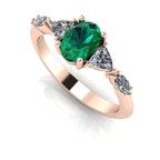 Maisie Oval Emerald & Diamond Ring in 18ct Rose Gold