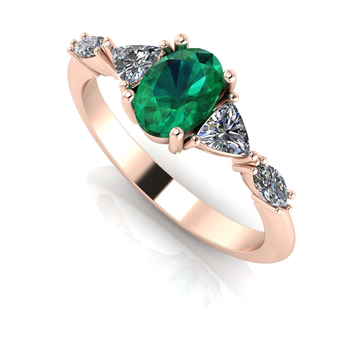 Maisie Oval Emerald & Diamond Ring in 18ct Rose Gold