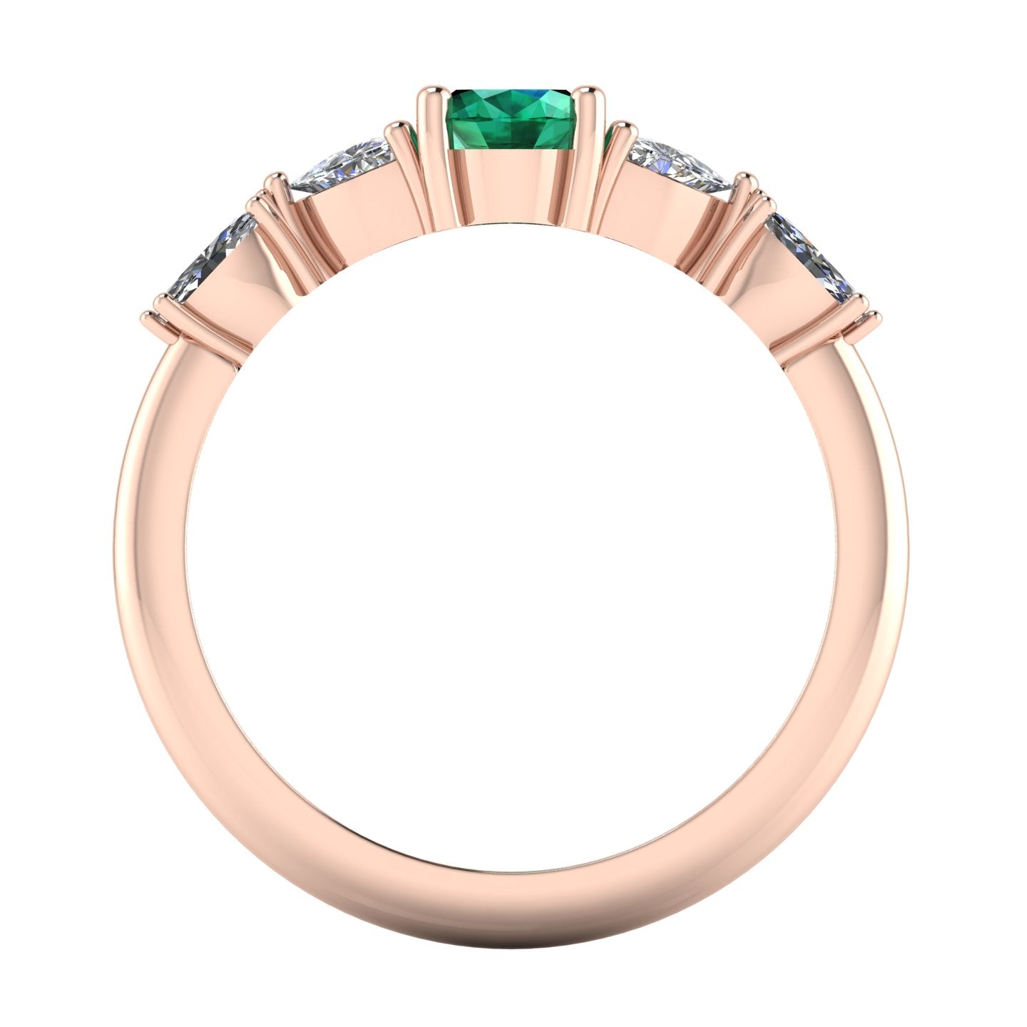 Maisie Oval Emerald & Diamond Ring in 18ct Rose Gold