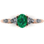 Maisie Oval Emerald & Diamond Ring in 18ct Rose Gold