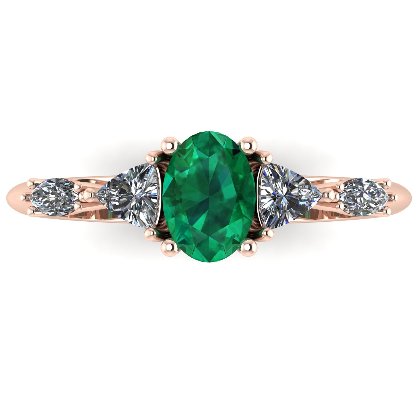 Maisie Oval Emerald & Diamond Ring in 18ct Rose Gold