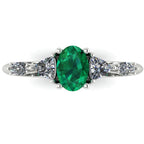 Maisie Oval Emerald & Diamond Ring in White Gold or Platinum