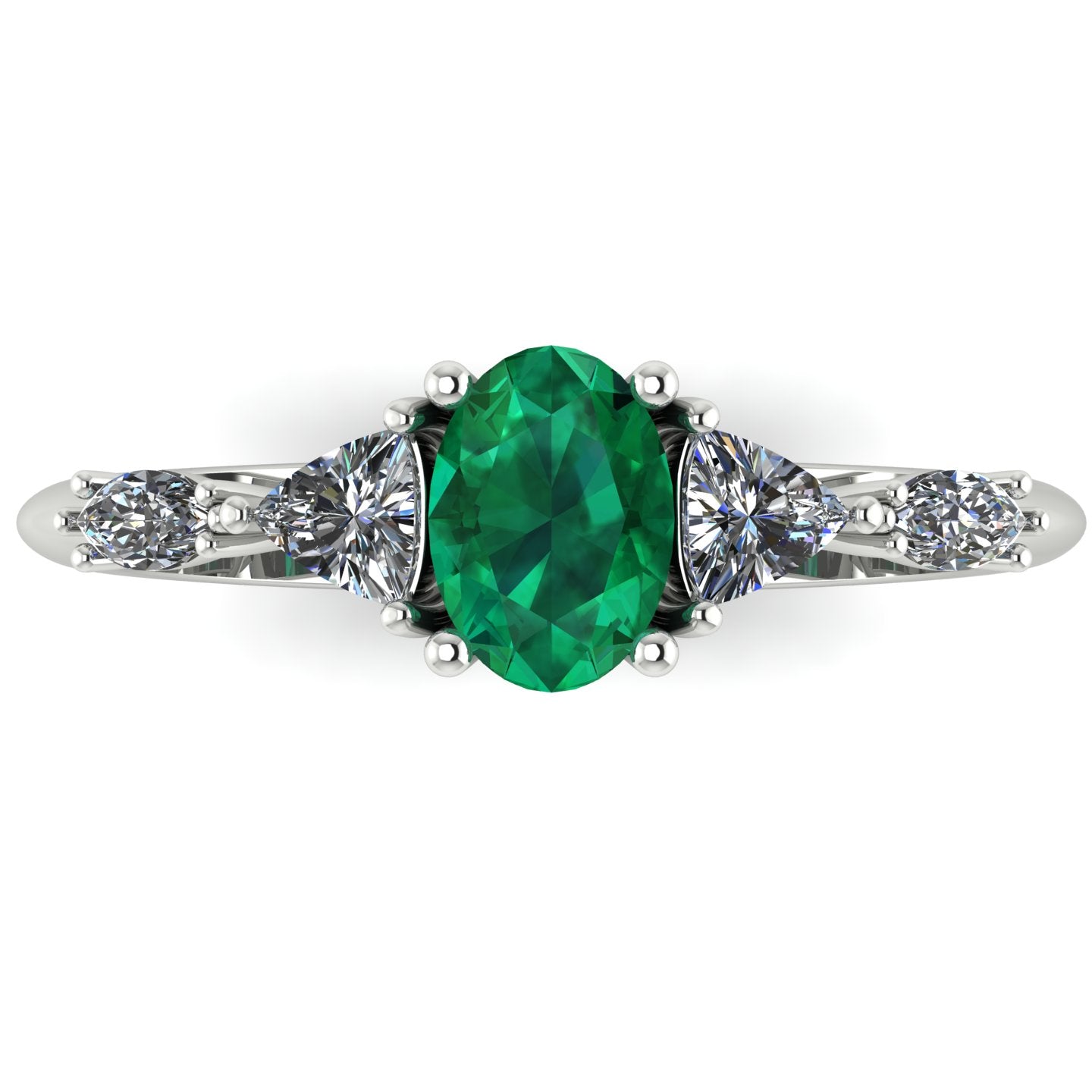 Maisie Oval Emerald & Diamond Ring in White Gold or Platinum