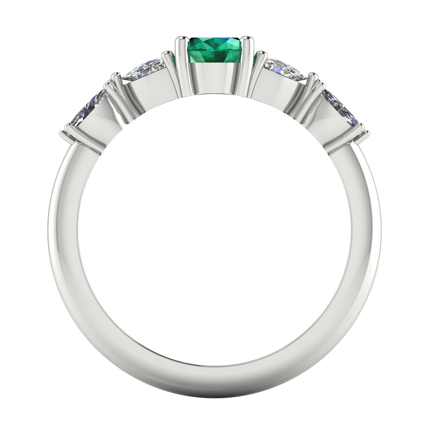 Maisie Oval Emerald & Diamond Ring in White Gold or Platinum