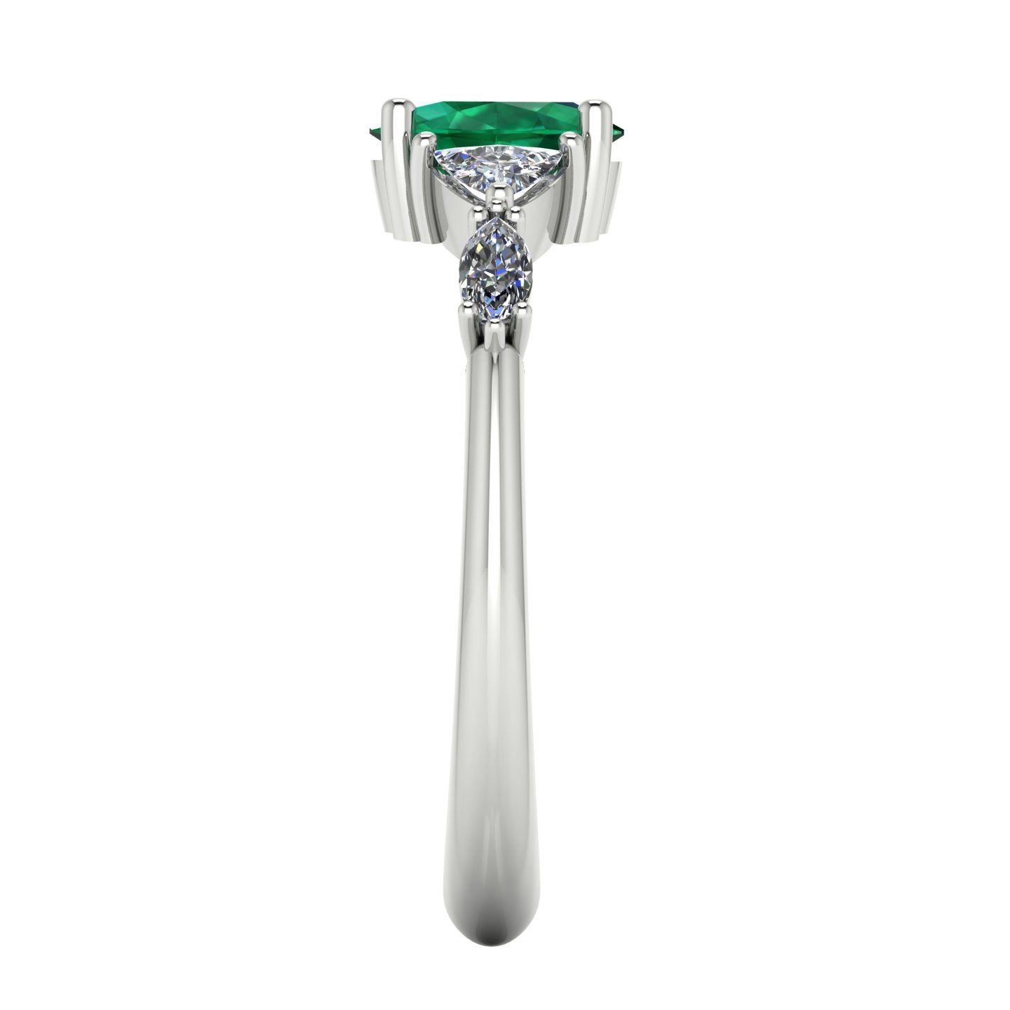 Maisie Oval Emerald & Diamond Ring in White Gold or Platinum