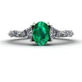 Maisie Oval Emerald & Diamond Ring in White Gold or Platinum