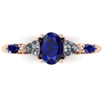 Maisie Oval Blue Sapphire & Diamond Ring in 18ct Rose Gold