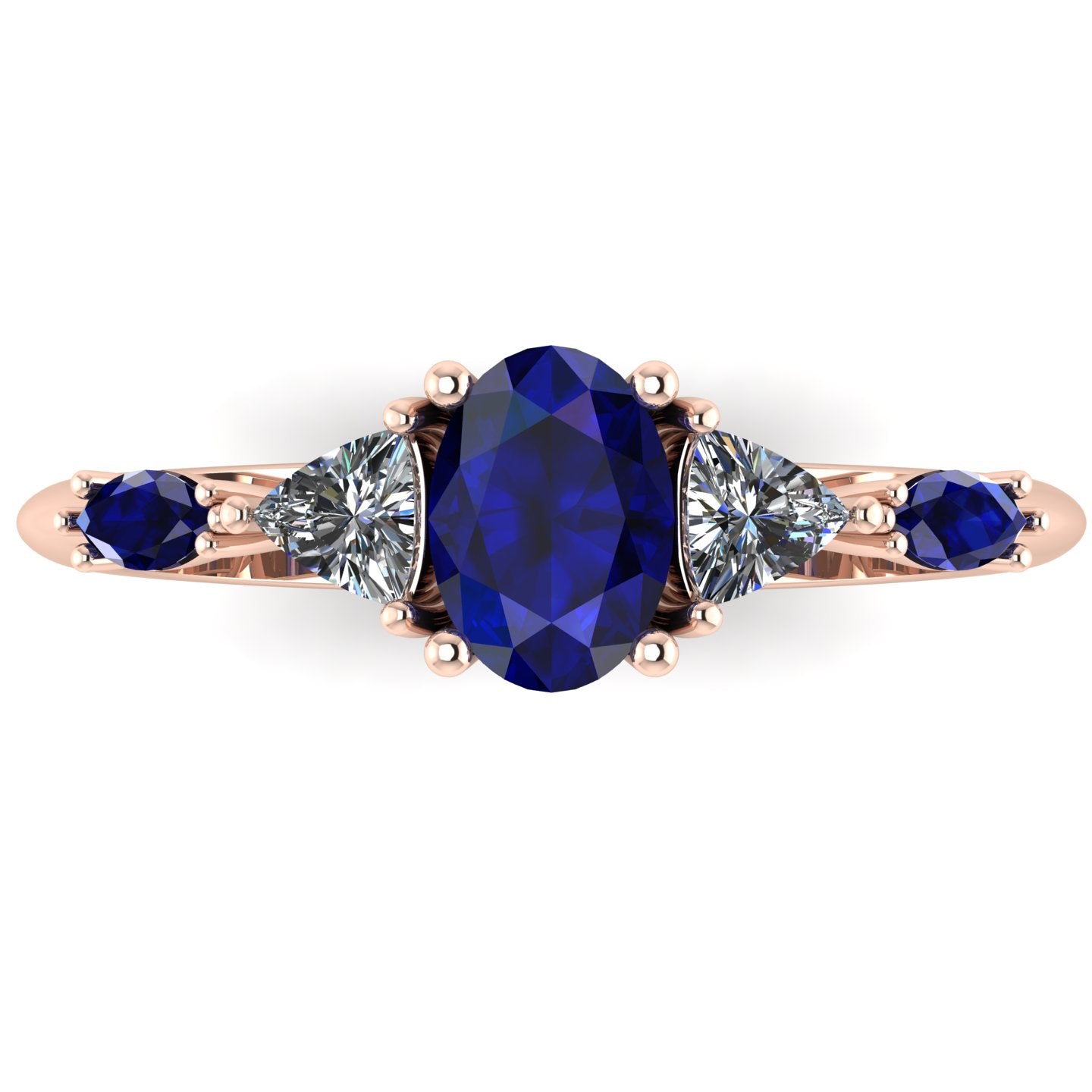 Maisie Oval Blue Sapphire & Diamond Ring in 18ct Rose Gold