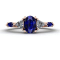 Maisie Oval Blue Sapphire & Diamond Ring in 18ct Rose Gold