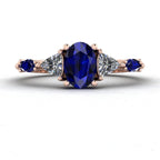 Maisie Oval Blue Sapphire & Diamond Ring in 18ct Rose Gold