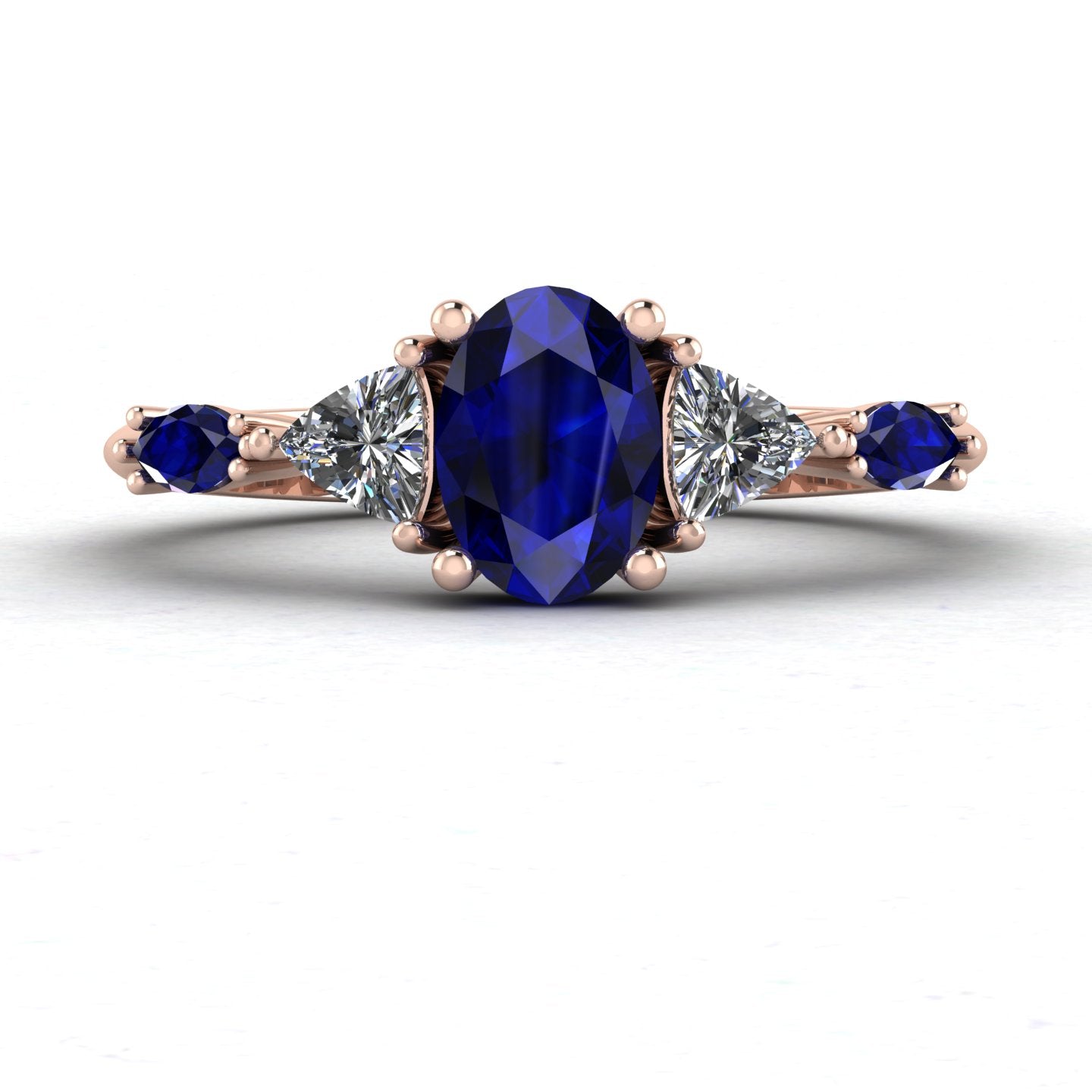 Maisie Oval Blue Sapphire & Diamond Ring in 18ct Rose Gold