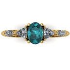 Maisie Oval Teal Sapphire & Diamond Ring in 18ct Yellow Gold
