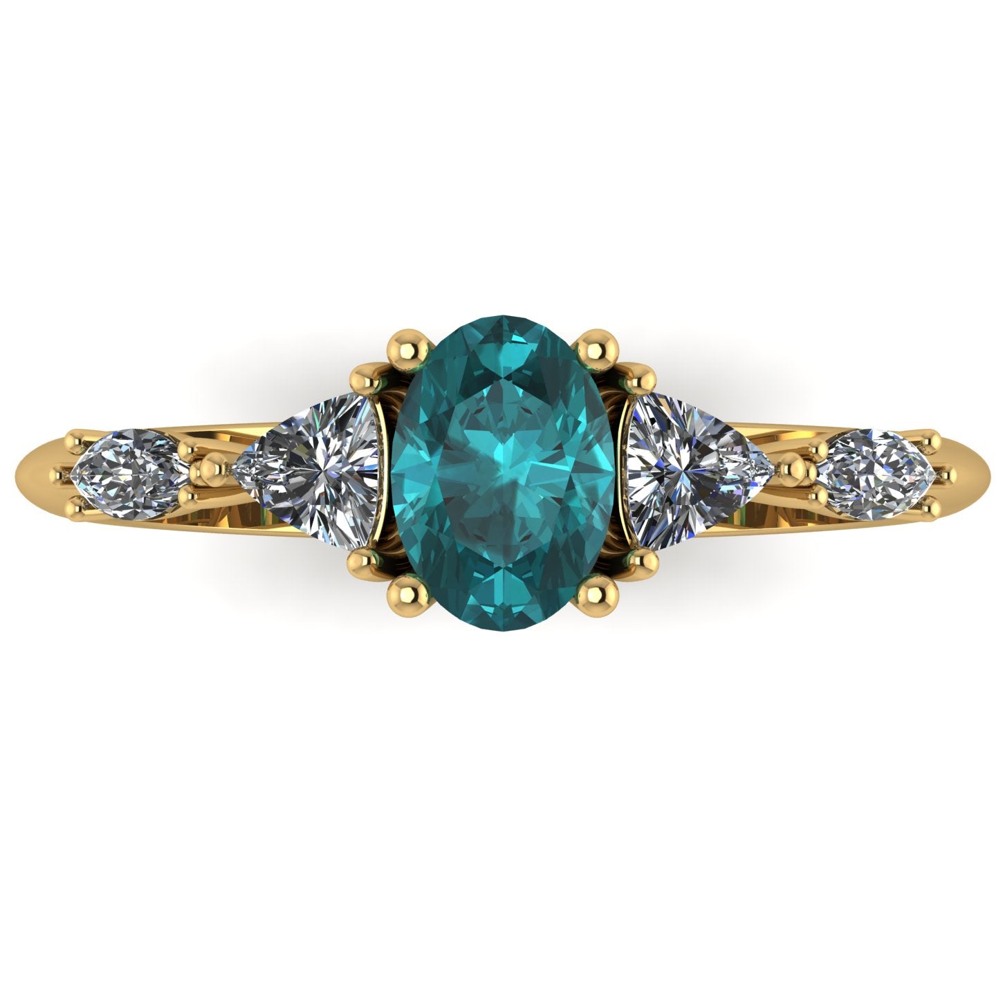 Maisie Oval Teal Sapphire & Diamond Ring in 18ct Yellow Gold