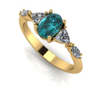 Maisie Oval Teal Sapphire & Diamond Ring in 18ct Yellow Gold