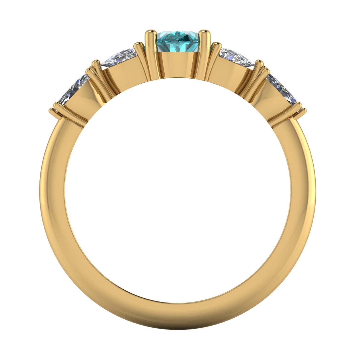 Maisie Oval Teal Sapphire & Diamond Ring in 18ct Yellow Gold