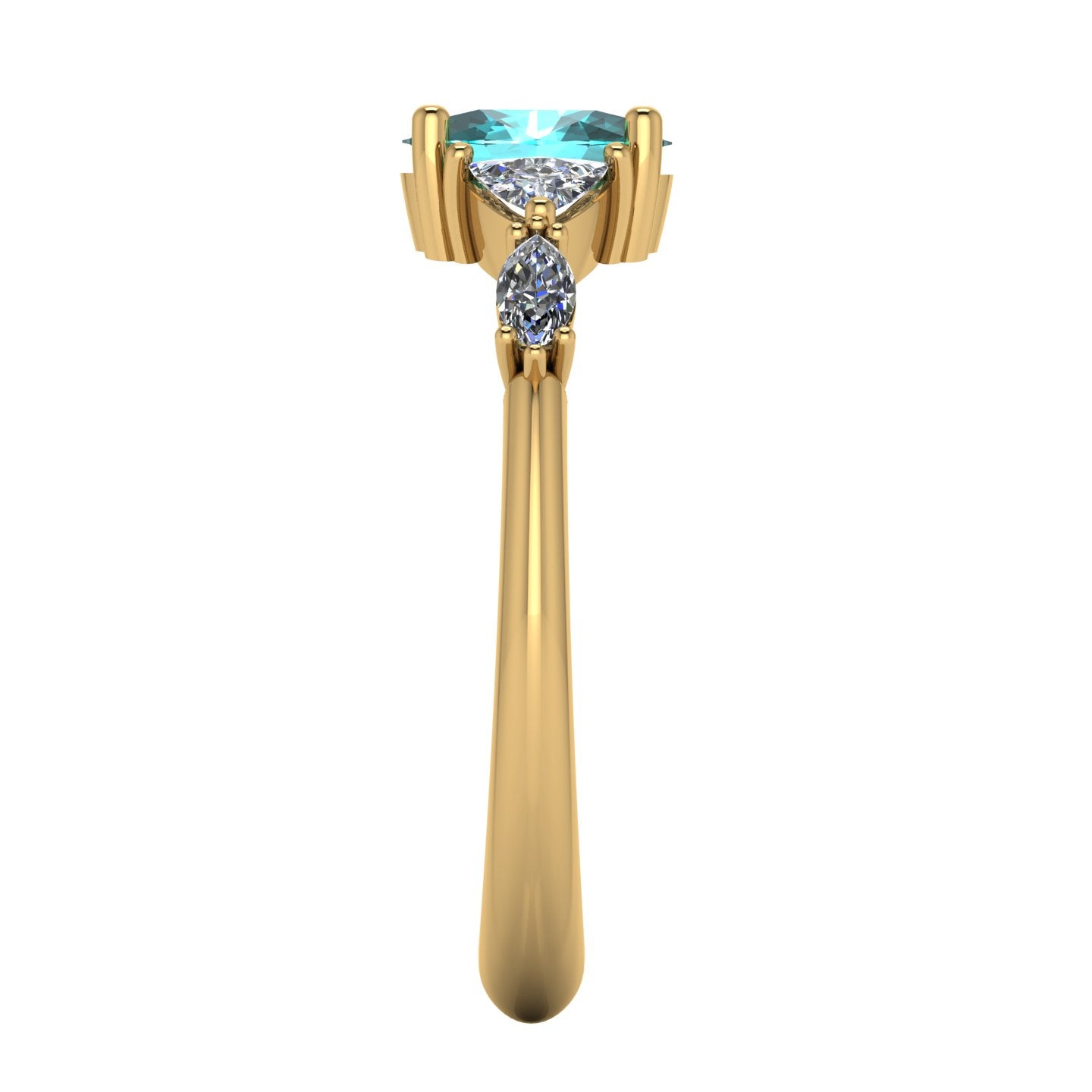 Maisie Oval Teal Sapphire & Diamond Ring in 18ct Yellow Gold