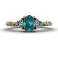 Maisie Oval Teal Sapphire & Diamond Ring in 18ct Yellow Gold