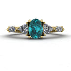 Maisie Oval Teal Sapphire & Diamond Ring in 18ct Yellow Gold