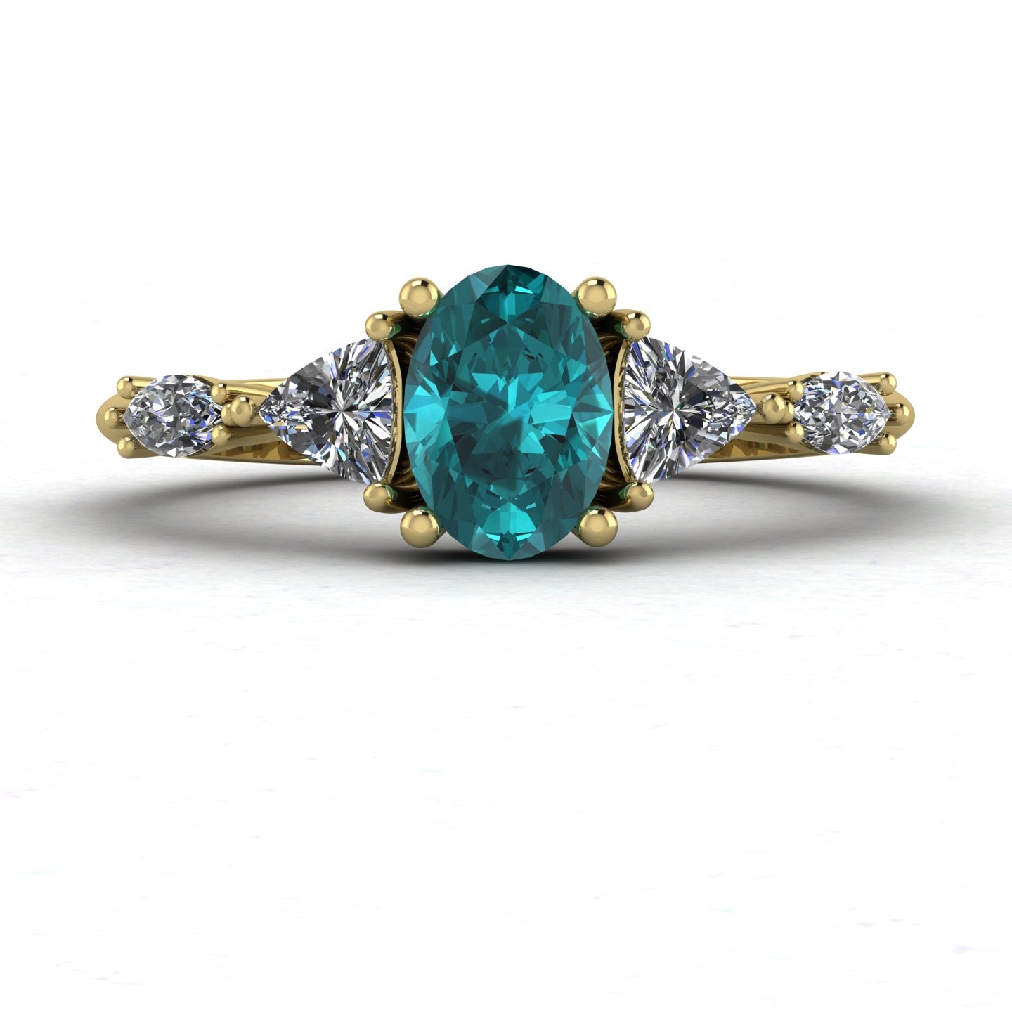 Maisie Oval Teal Sapphire & Diamond Ring in 18ct Yellow Gold