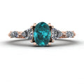 Maisie Oval Teal Sapphire & Diamond Ring in 18ct Rose Gold