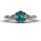 Maisie Oval Teal Sapphire & Diamond Ring in 18ct Rose Gold