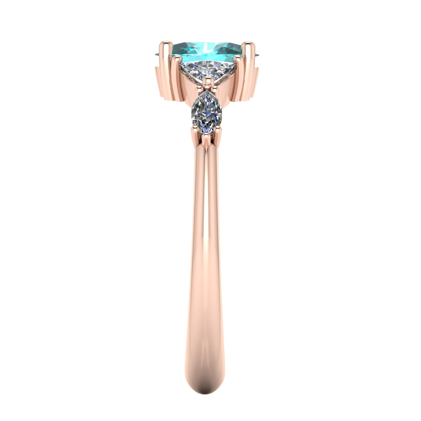 Maisie Oval Teal Sapphire & Diamond Ring in 18ct Rose Gold