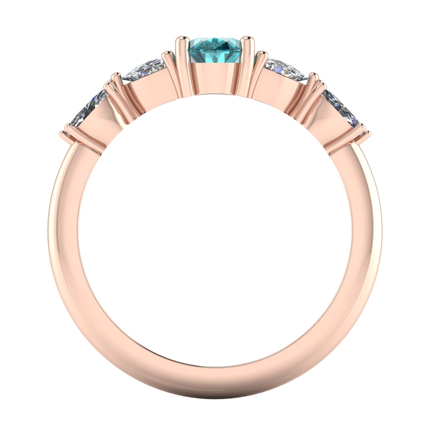 Maisie Oval Teal Sapphire & Diamond Ring in 18ct Rose Gold