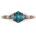 Maisie Oval Teal Sapphire & Diamond Ring in 18ct Rose Gold