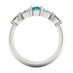 Maisie Oval Teal Sapphire & Diamond Ring in White Gold or Platinum