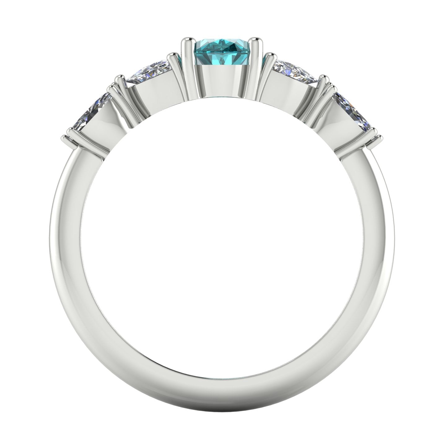 Maisie Oval Teal Sapphire & Diamond Ring in White Gold or Platinum