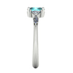 Maisie Oval Teal Sapphire & Diamond Ring in White Gold or Platinum