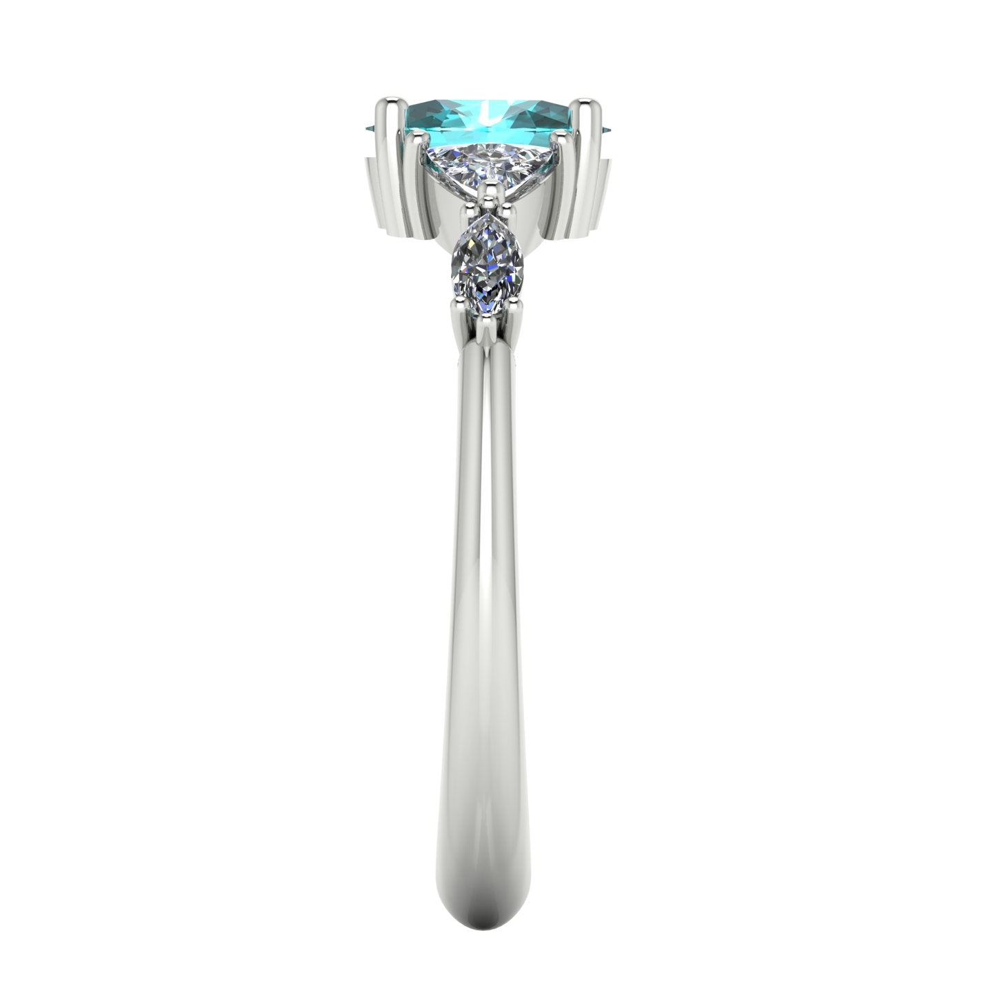 Maisie Oval Teal Sapphire & Diamond Ring in White Gold or Platinum