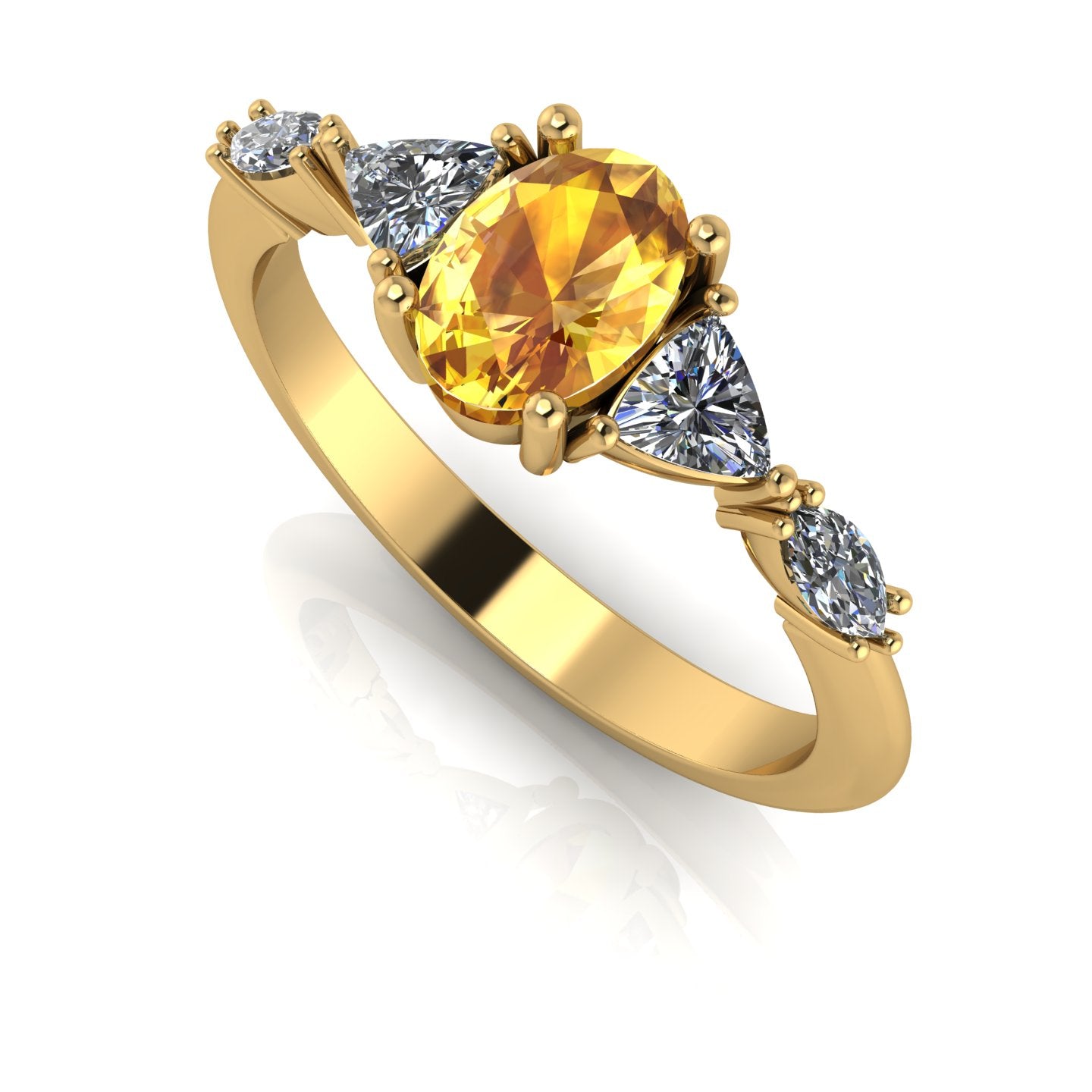 Maisie Oval Yellow Sapphire & Diamond Ring in 18ct Yellow Gold