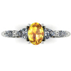 Maisie Oval Yellow Sapphire & Diamond Ring in White Gold or Platinum