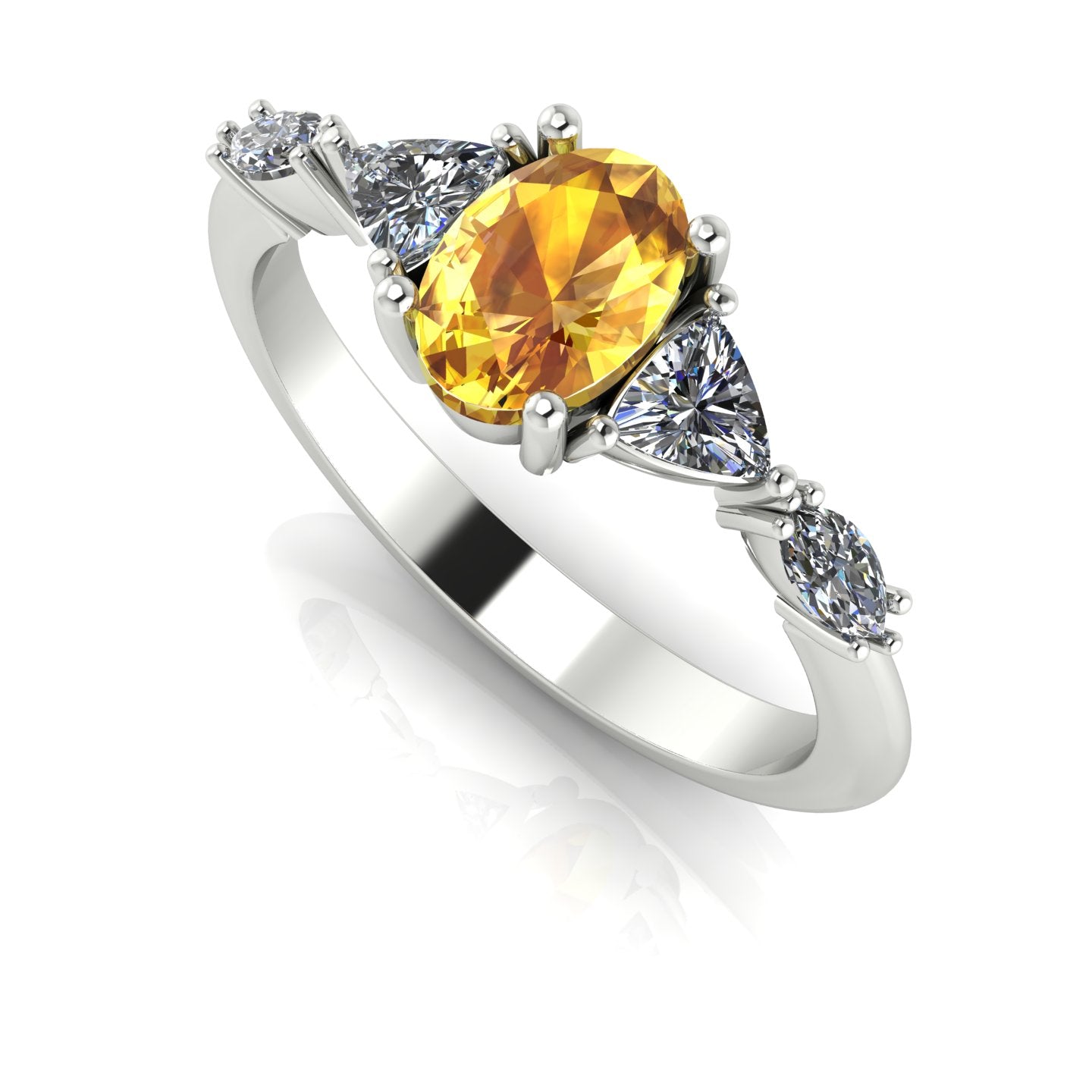 Maisie Oval Yellow Sapphire & Diamond Ring in White Gold or Platinum