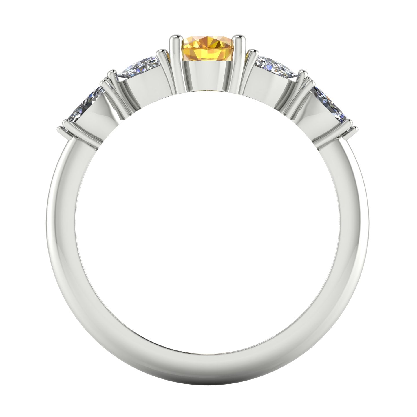 Maisie Oval Yellow Sapphire & Diamond Ring in White Gold or Platinum