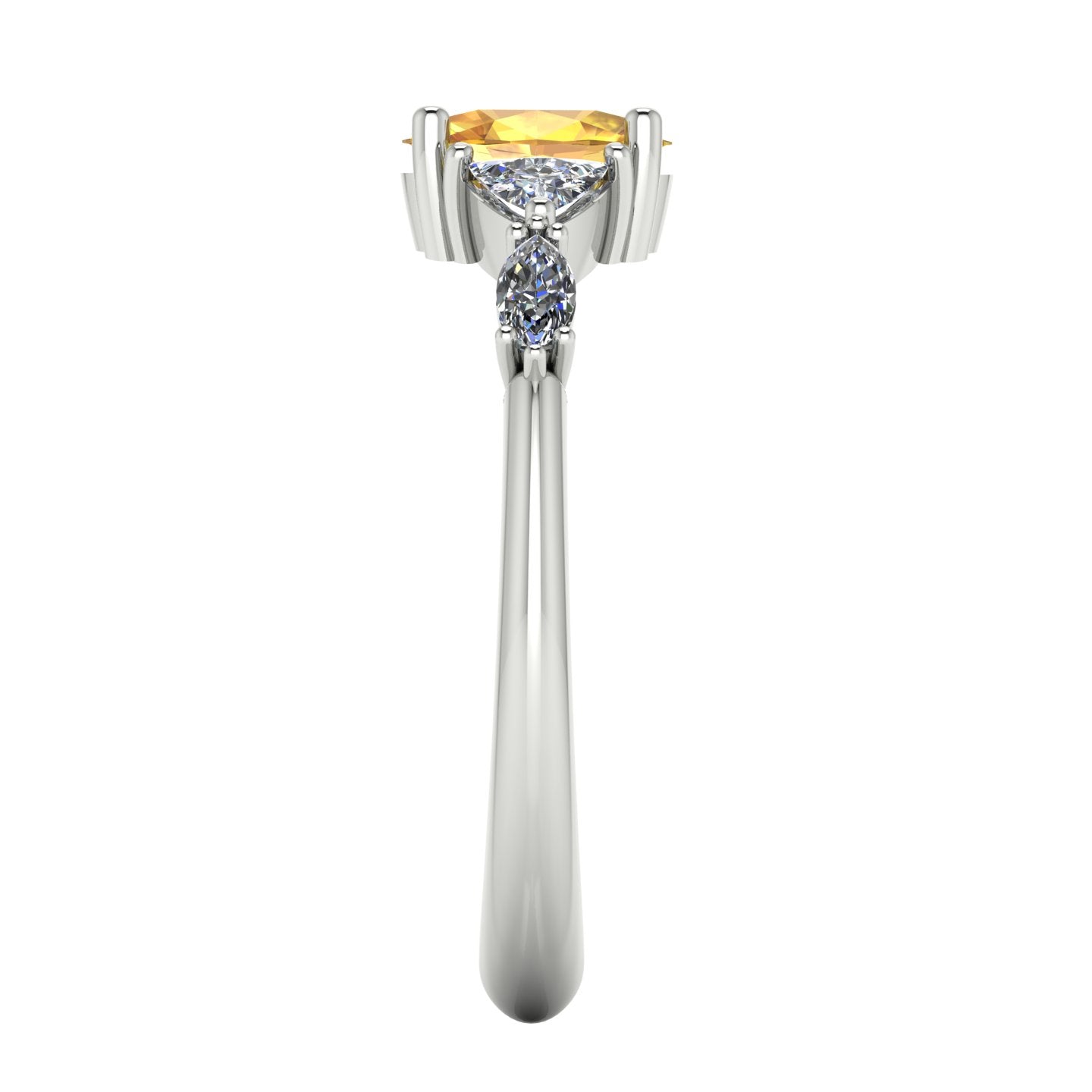 Maisie Oval Yellow Sapphire & Diamond Ring in White Gold or Platinum