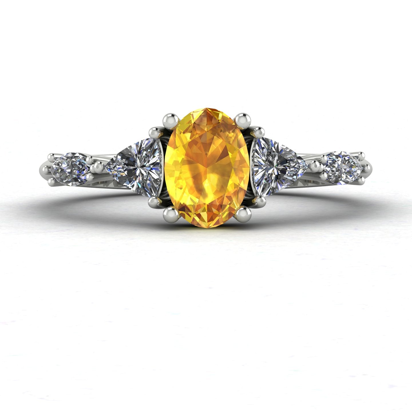 Maisie Oval Yellow Sapphire & Diamond Ring in White Gold or Platinum