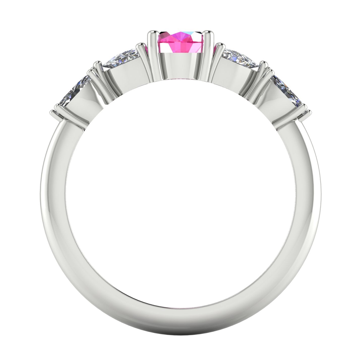Maisie Oval Pink Sapphire & Diamond Ring in White Gold or Platinum