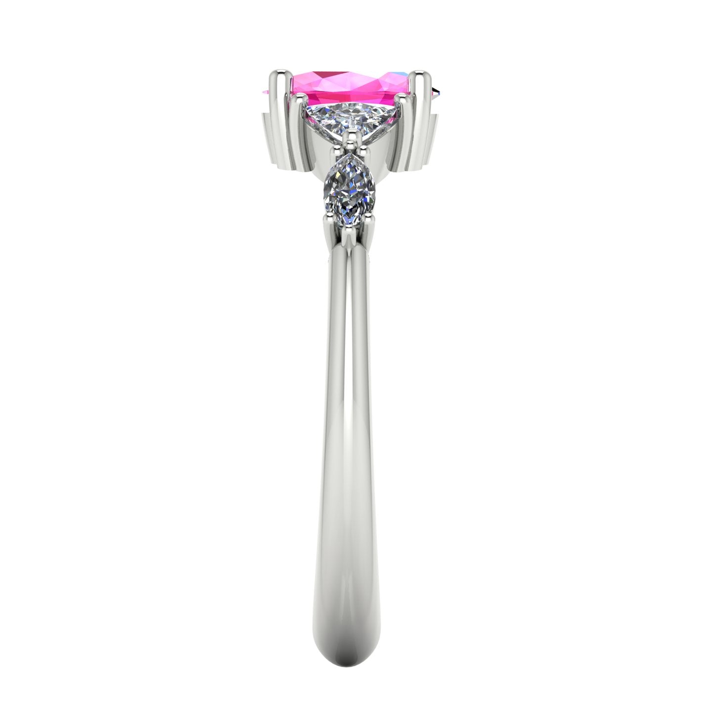 Maisie Oval Pink Sapphire & Diamond Ring in White Gold or Platinum
