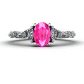 Maisie Oval Pink Sapphire & Diamond Ring in White Gold or Platinum