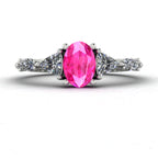 Maisie Oval Pink Sapphire & Diamond Ring in White Gold or Platinum