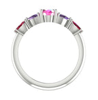 Maisie Oval Pink Sapphire, Violet Sapphire & Ruby Ring in White Gold or Platinum