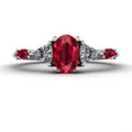 Maisie Oval Ruby & Diamond Ring in White Gold or Platinum