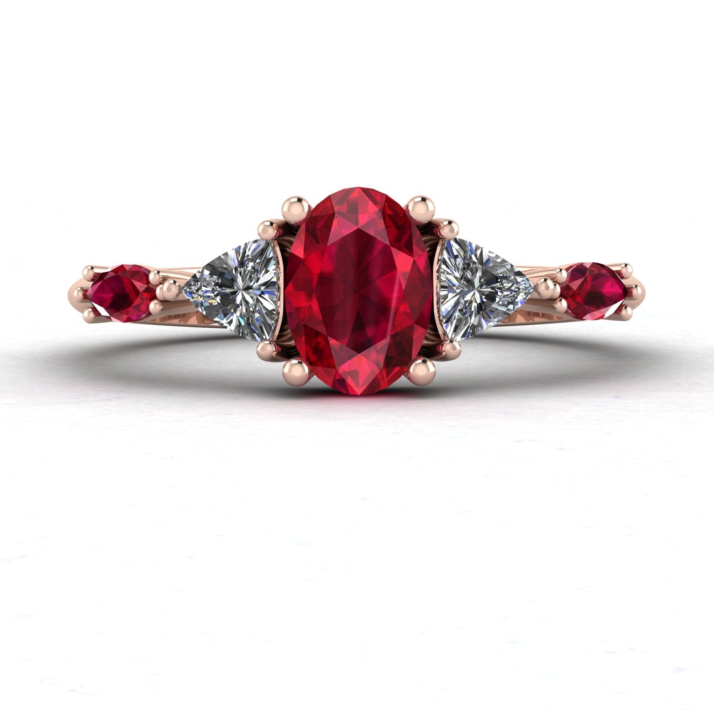 Maisie Oval Ruby & Diamond Ring in 18ct Rose Gold
