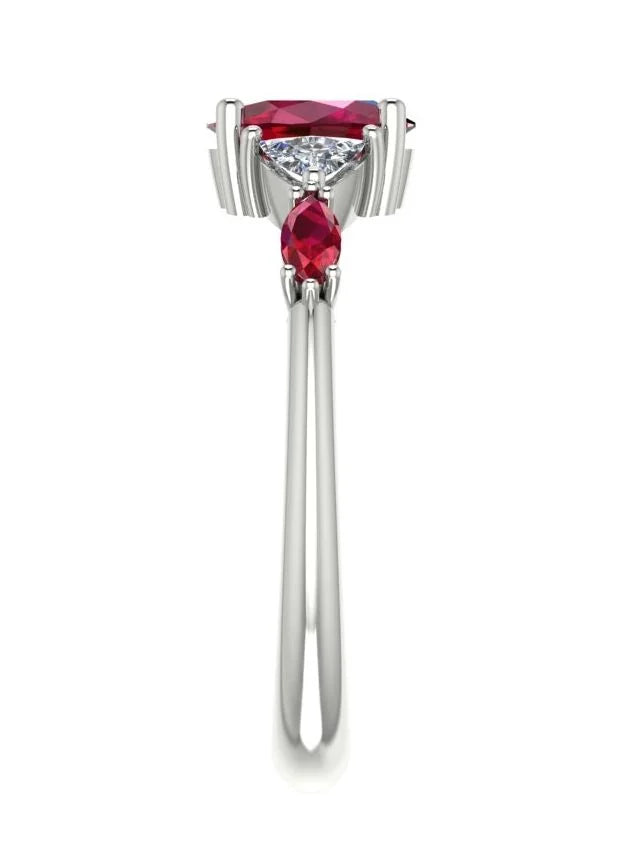 Maisie Oval Ruby & Diamond Ring in White Gold or Platinum