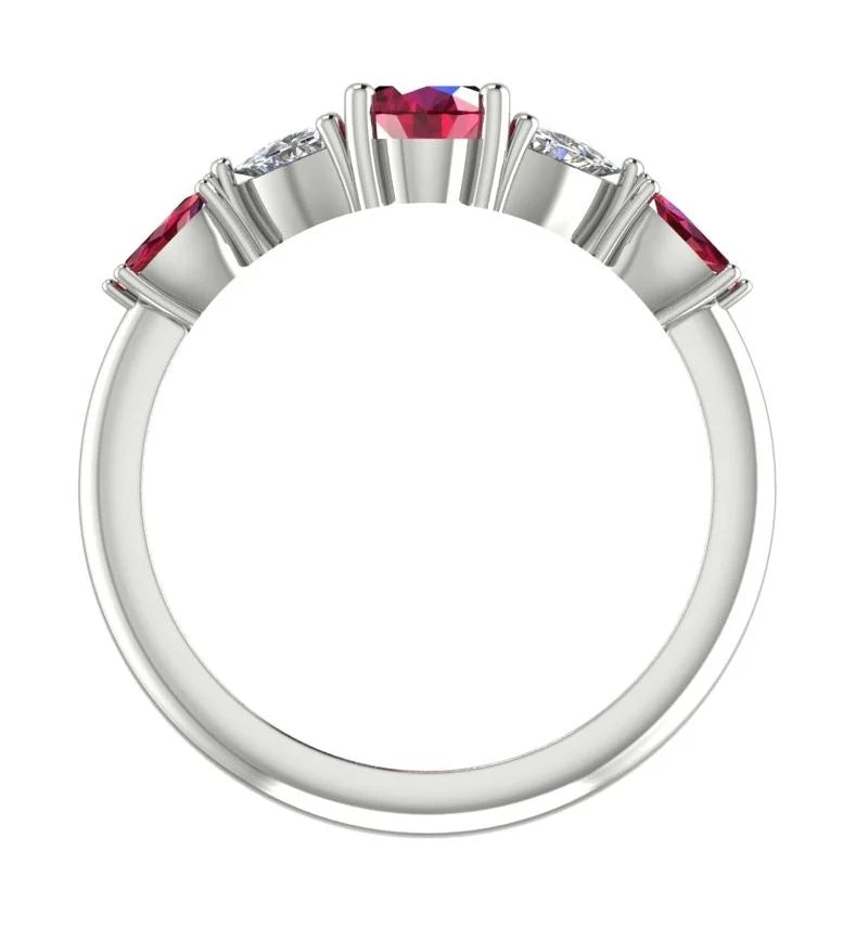 Maisie Oval Ruby & Diamond Ring in White Gold or Platinum
